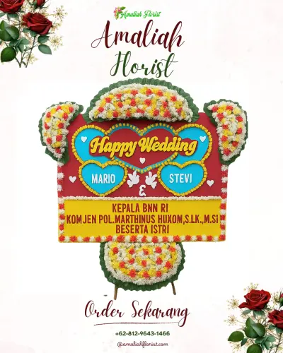Karangan Papan Bunga Pernikahan di Ngablak